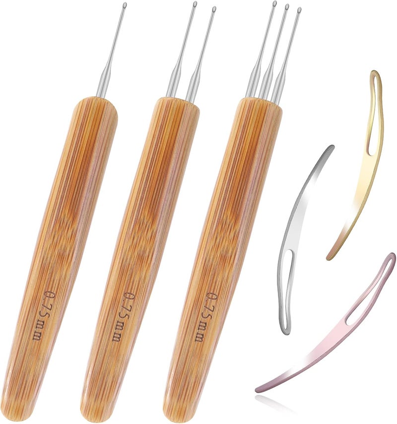 AGBOLO 6PCS Dreadlock Crochet Hooks for Hair, Durable 0.75mm Dreadlock Crochet Needle with Interlocking Tool for Locs, Excellent for Maintaining Real Dread Loc - Image 1